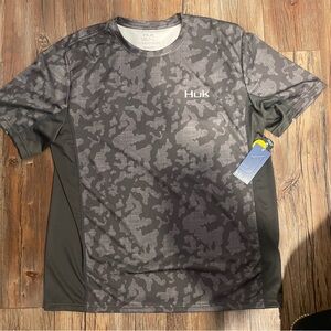 NWT huk fishing short sleeve shirt grey men’s size large